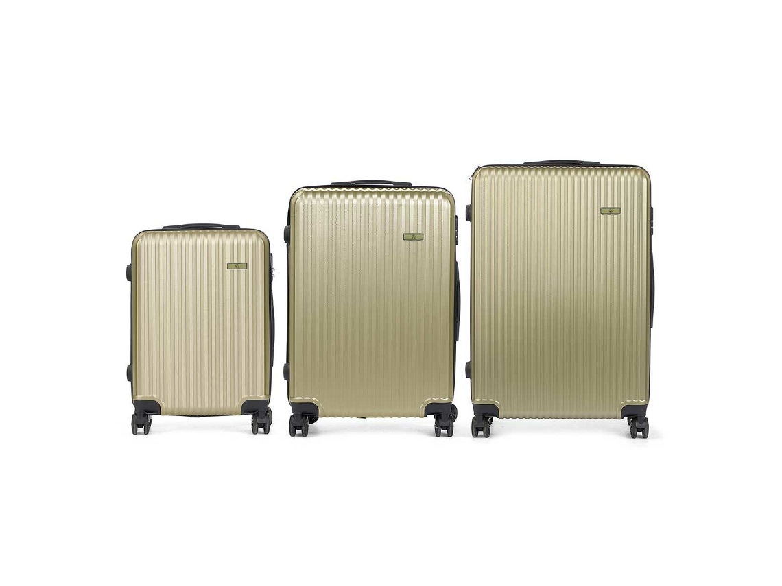 Juego de Maletas Verde Rayas 3 Piezas BIGBUY