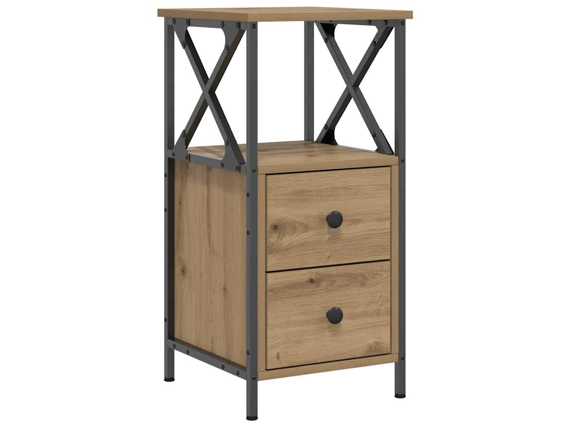 Mesita de noche 34x35,5x70 cm Derivados de madera de roble Artesanal EXCLUSIVA MAISON