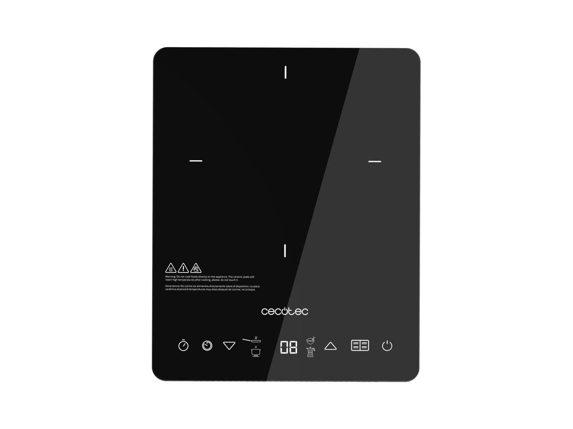 Placa De Inducción Portátil Cecotec Crystal Onyx 2000w Negro