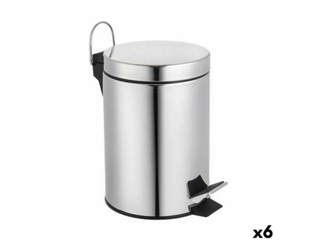 Cubo de Basura con Pedal CONFORTIME Plateado 3 L (6 Un)