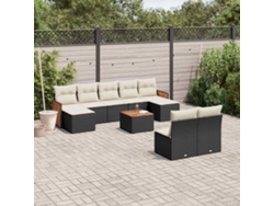 Conjunto de sofás de jardín de 10 piezas DKD Home Decor con cojines de mimbre negros