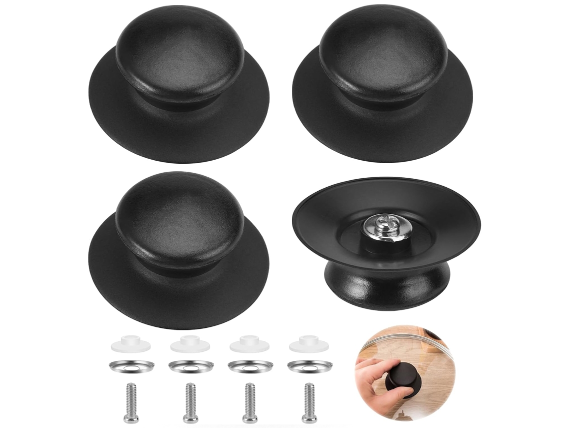 JILLIOPER Perillas de repuesto universales para tapas de ollas, fácil instalación para la mayoría de las tapas de utensilios de cocina, material de baquelita re