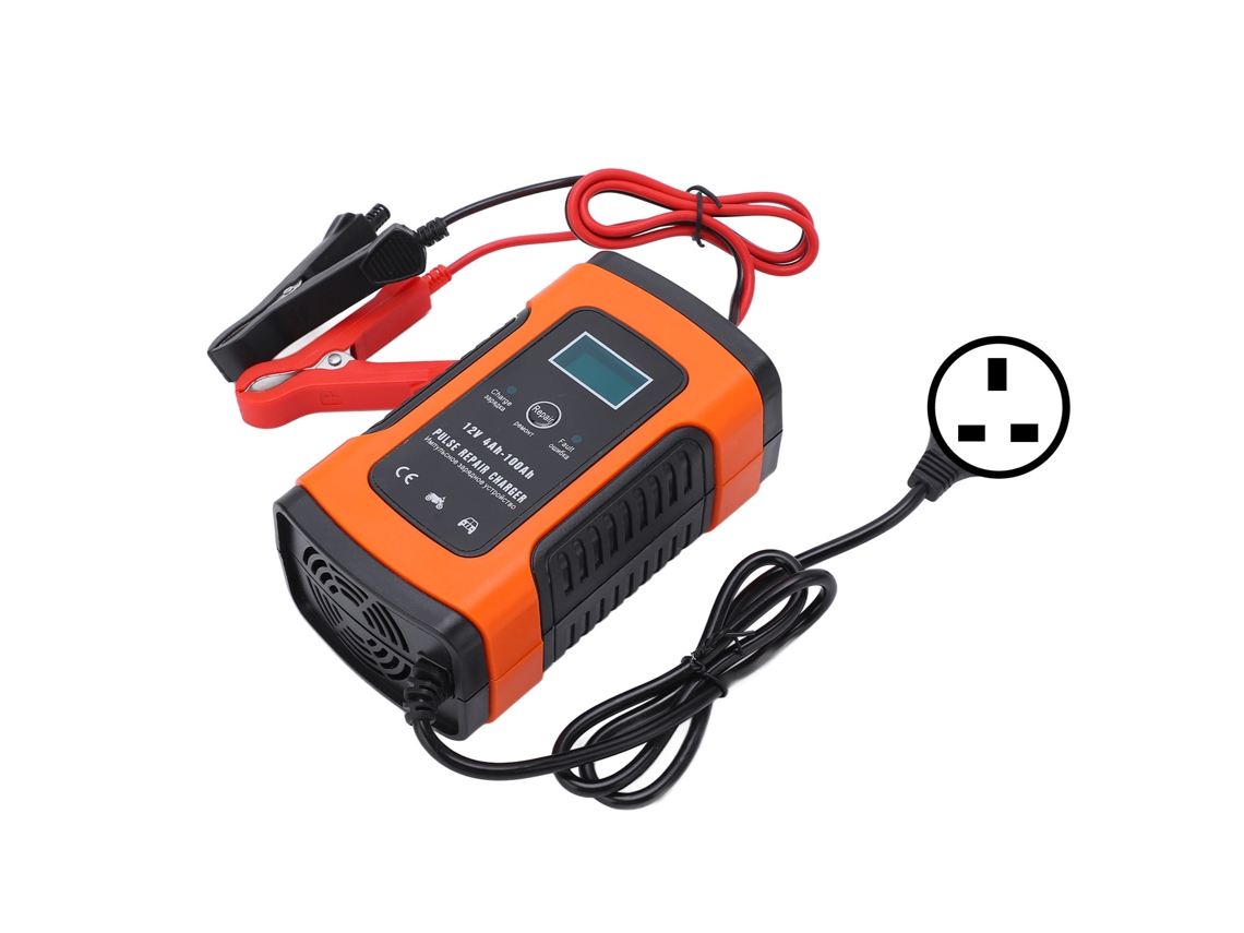 Cargador De Batería Inteligente Automático De 3 Pasos Con Pantalla Lcd Para Vehículos Eléctricos