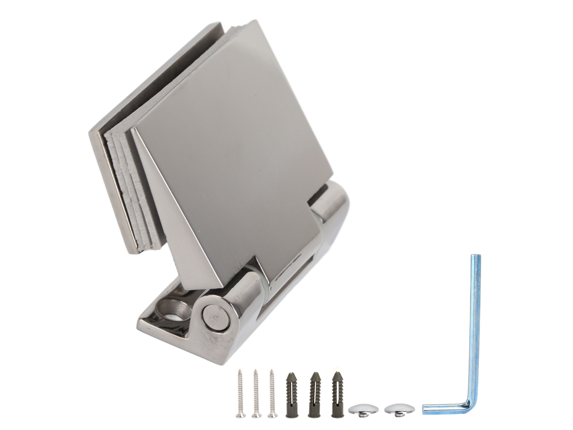 Puerta de baño de cristal con bisagra inclinada de acero inoxidable
