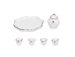 Juego De Té De Cerámica En Miniatura A Escala 1:12 Para Casa De Muñecas Con Tetera, Taza Y Bandeja - Blanco