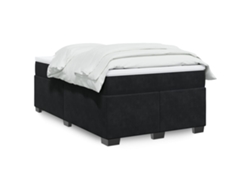 Cama Box Spring Con Colchón Terciopelo Negro 120x200 Cm