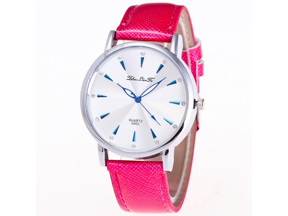Reloj De Pulsera De Cuarzo Para Mujer Zhoulianfa Con Correa De Piel Sintética Rosa - Ocio