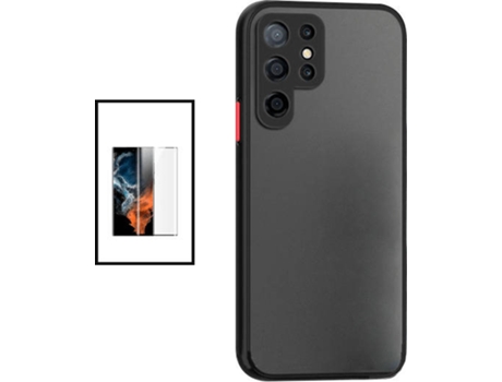 Kit Carcasa Trasera Protección Cámara + Protector de Pantalla Samsung Galaxy S22 Ultra 5G GIFT4ME Negro