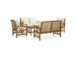 Conjunto de jardín de 5 piezas con cojines de acacia maciza DKD Home Decor