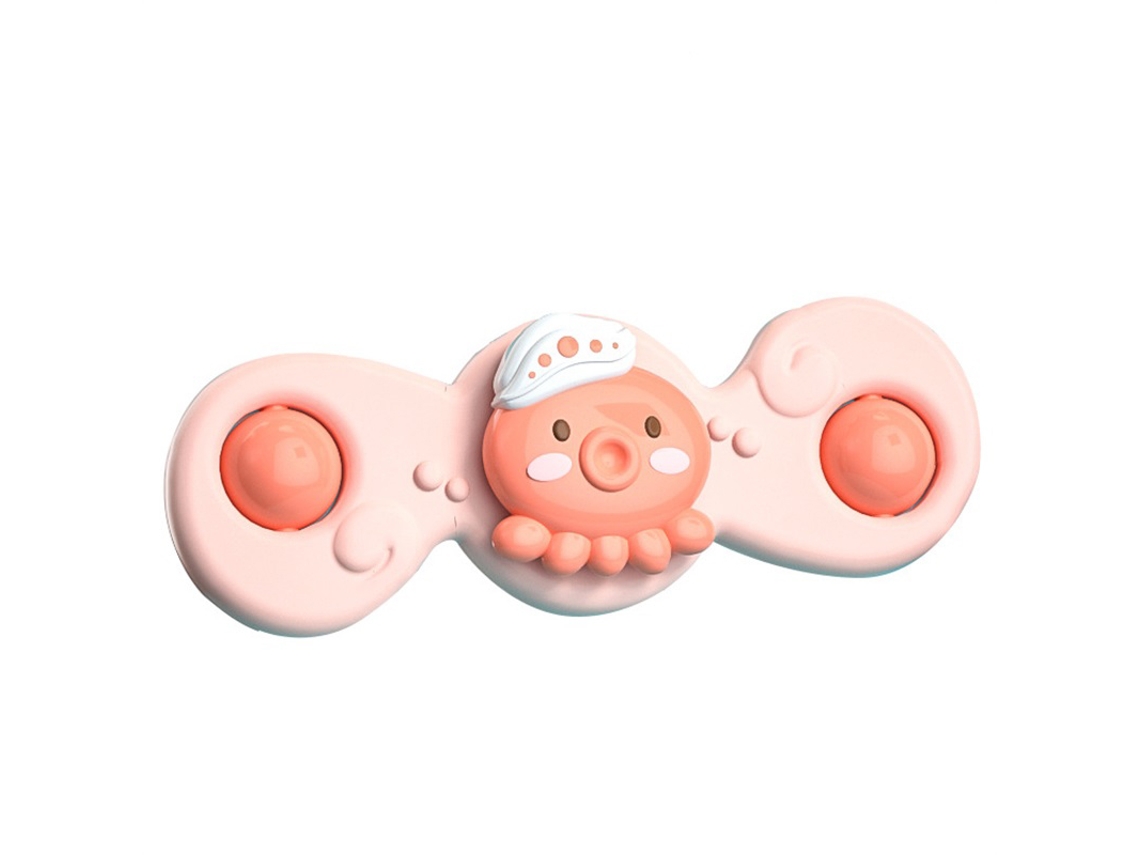 Juguete giratorio Bjww con ventosa, forma de flor, borde suave, interesante, para niños, 2 cabezas, rosa, 31 g