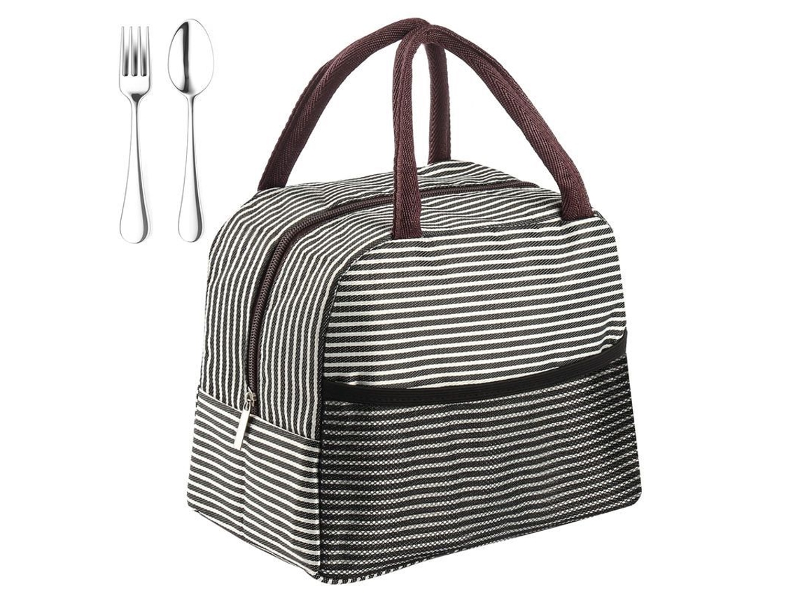 2026-bolsa Térmica Para Almoço, Bolsa Refrigerante, Bolsa Portátil Com Isolamento E Talheres De Aço Inoxidável