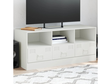 Mueble para TV de acero blanco 99x39x44 cm