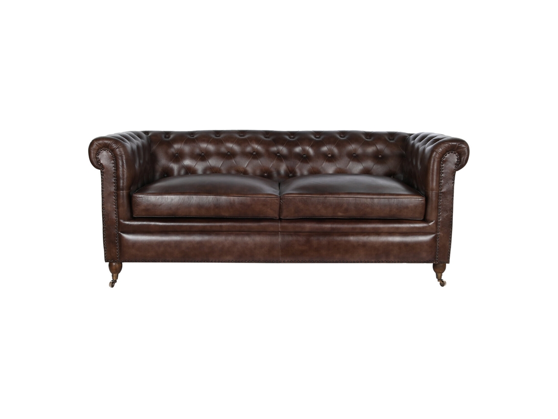 Sofa Piel Chester 3 Plazas Marron Oscuro 190x77x80cm