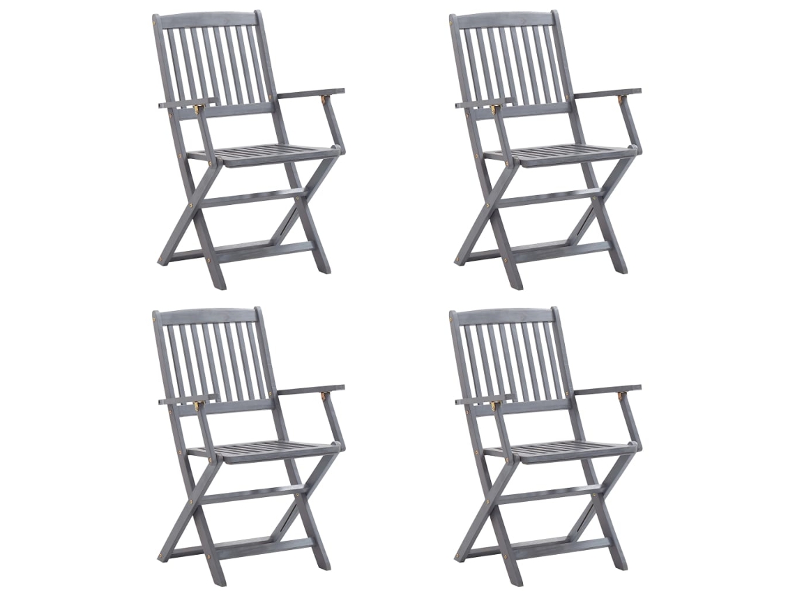 Maison Exclusive - Sillas De Jardín Plegables 4 Uds Cojines Madera Maciza Acacia
