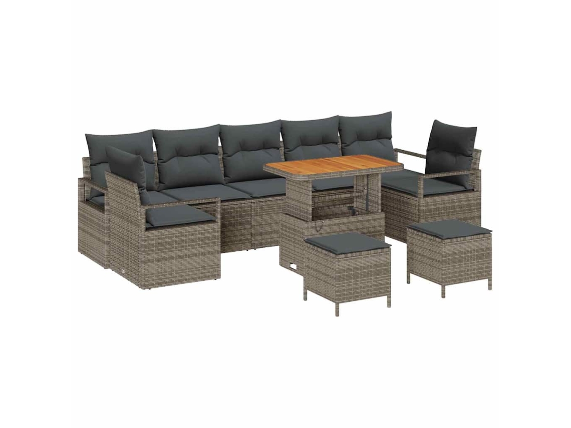 Maison Exclusive - Conjunto De Sofá De Jardín Con Cojín Con Almohada 10 Pcs Gris