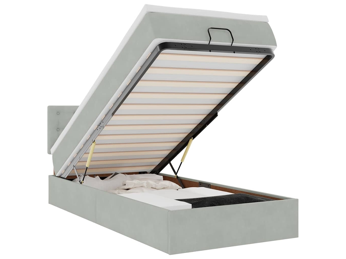 Maison Exclusive - Estructura Cama Otomana Colchón Terciopelo Gris Claro 100x200cm