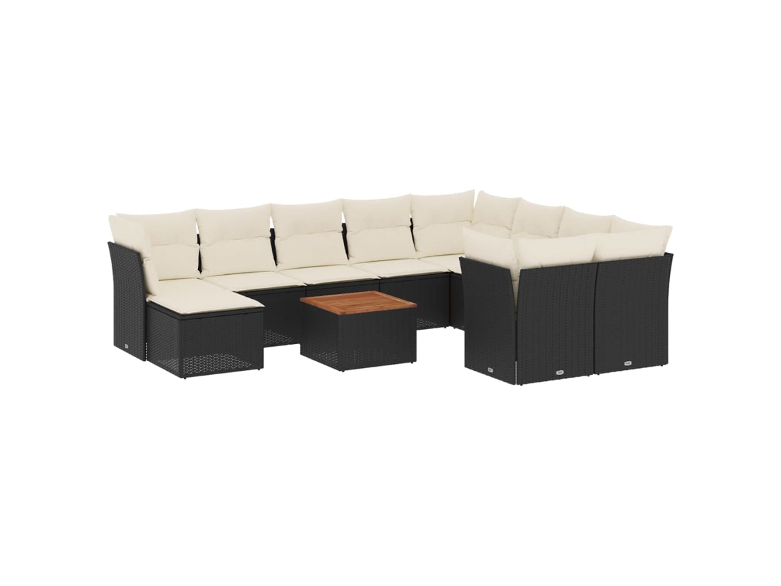 Maison Exclusive - Set De Sofás De Jardín 11 Pzas Y Cojines Ratán Sintético Negro