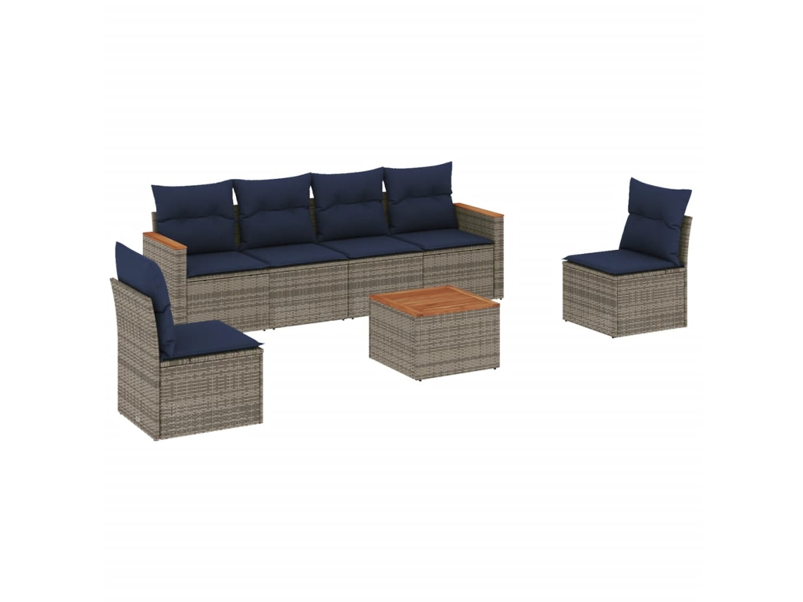 Maison Exclusive - Conjunto De Sofá De Jardín De 7 Piezas Con Cojines, Poliratán Gris