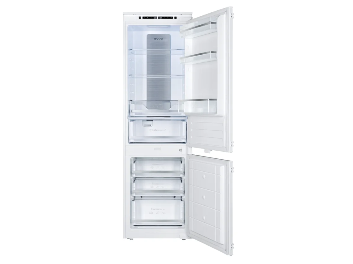 Evvo Frigorífico Combi Integrable Fi62, 151l+67l, No Frost, Chiller Zone, Eco, Vacaciones, Congelación Rápida, Silencioso.