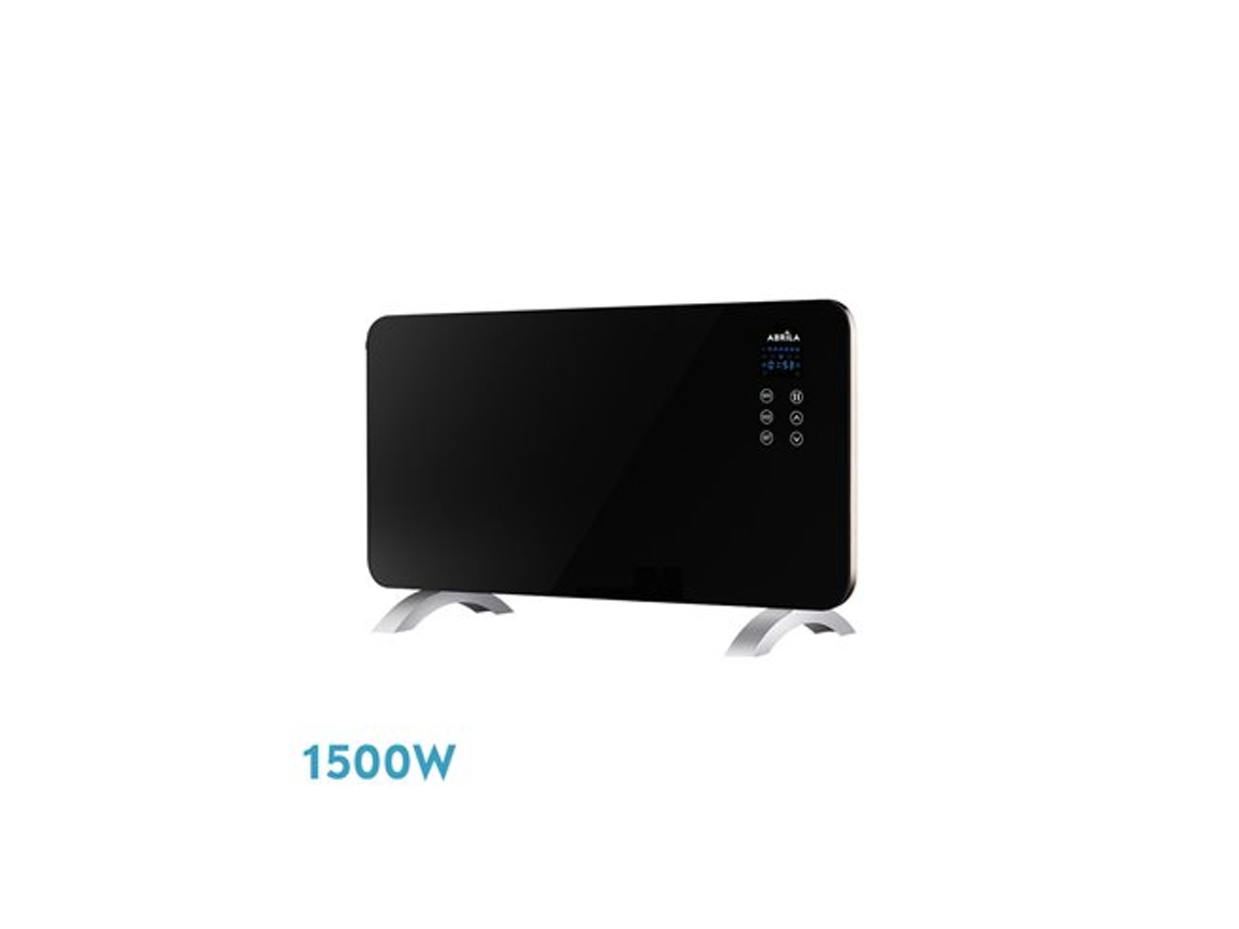 Emisor Térmico De Cristal Himalaya Negro 1500w 2 Potencias Mando Temporizador Ip24 (38x76x6,86cm)