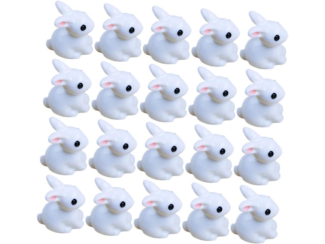 Figuras De Conejos De Resina, 20 Piezas, Realistas, Decorativas Y Hechas A Mano.