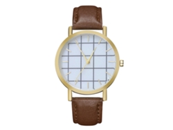Reloj De Pareja Zhoulianfa Geométrico Cuadros Dial Pu Acero Quartzo Café Unisex