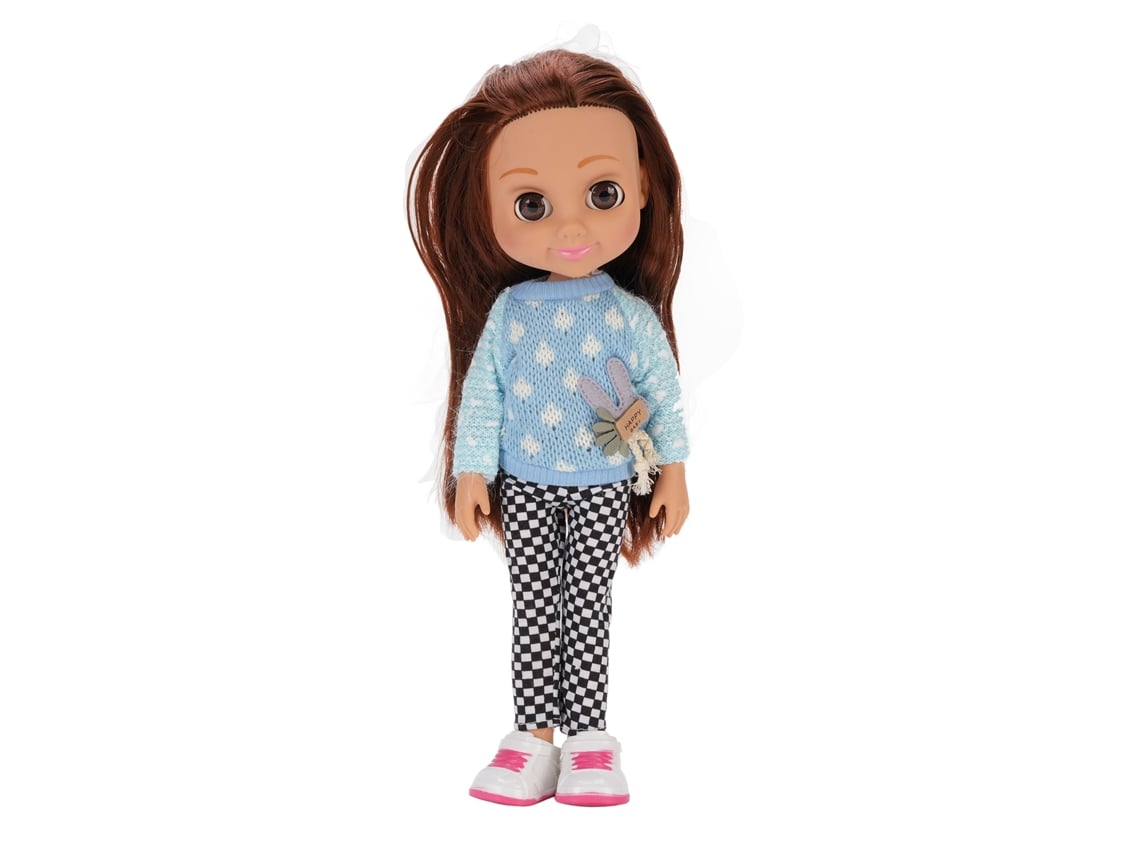 Ats-muñeca Para Niñas De 14 Pulgadas Con Pelo Largo Trajes Casuales Ropa Cambiable Moda Mini