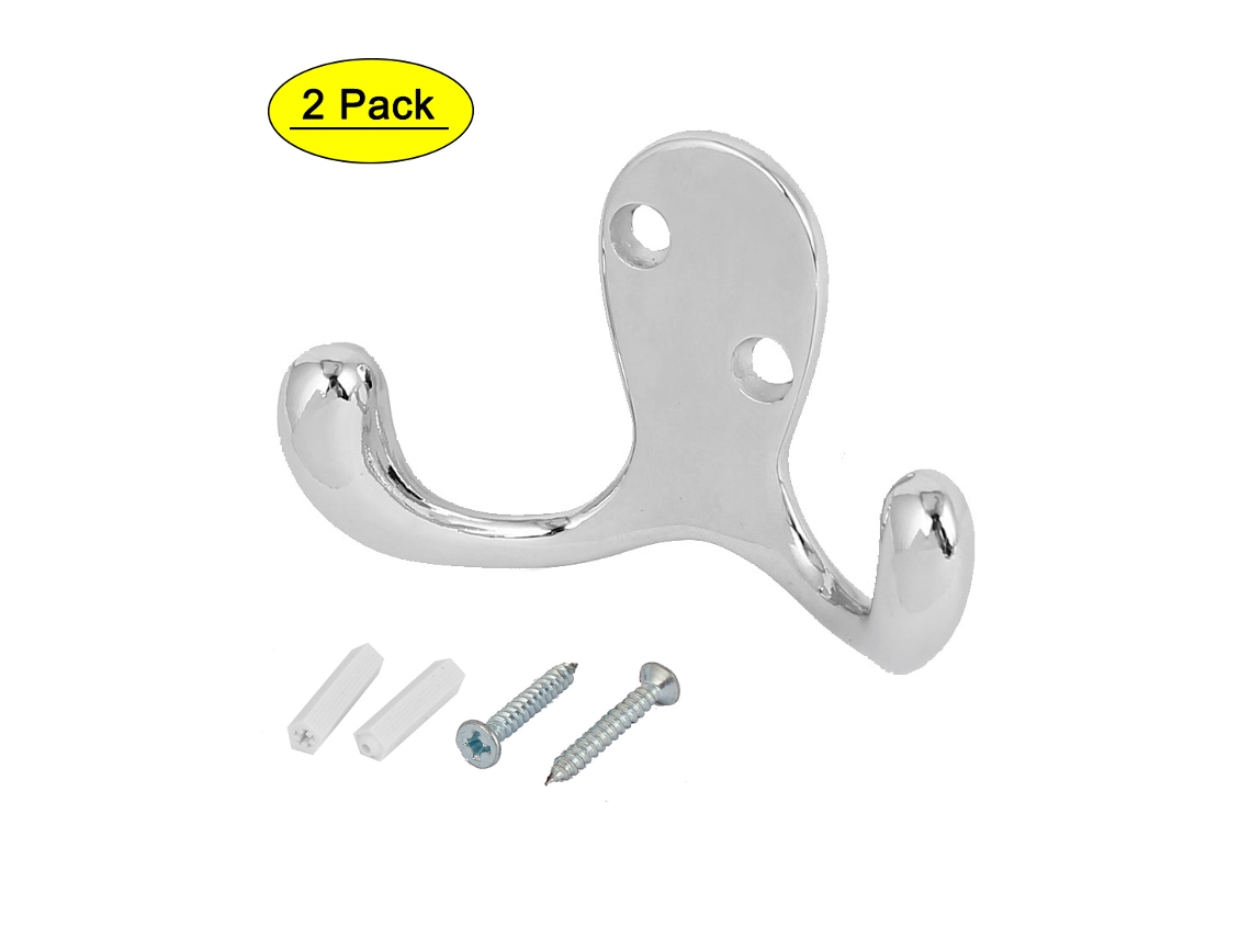 Gancho de pared doble en aleación de zinc plateado 2.6, 2 unidades