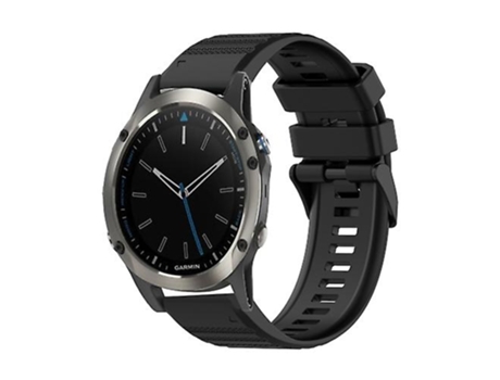 Correa para Garmin Quatix 5 Sapphire 22 mm Correa de reloj de silicona con textura horizontal con herramienta de extracción negra VENISYMLIS