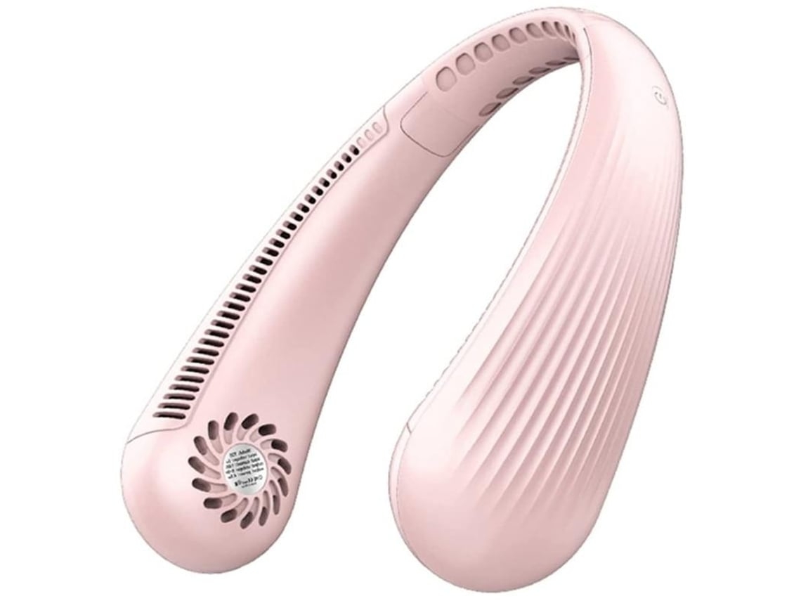 Ventilador de cuello USB, manos libres, personal, recargable, mini ventilador portátil, color rosa Gusshious