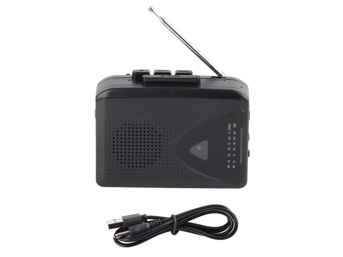 Player de cassetes Mali portátil, rádio FM, reprodução estéreo, estilo clássico