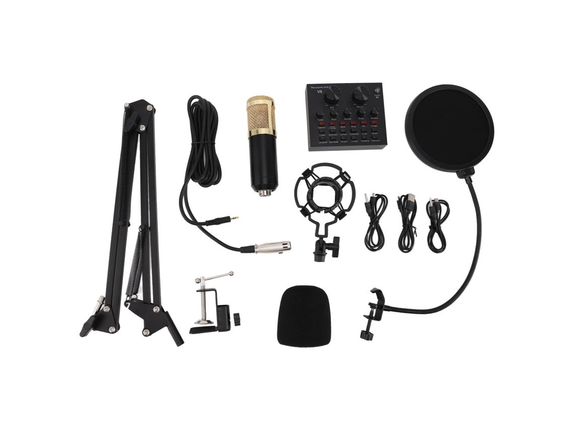 Kit De Equipamento Para Podcast Com Microfone Condensador E Placa De Som Para Streamming E Gravação