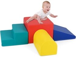 Juego de 4 bloques de espuma para niños, estructuras de bloques suaves para escalar y divertirse (rojo y amarillo)