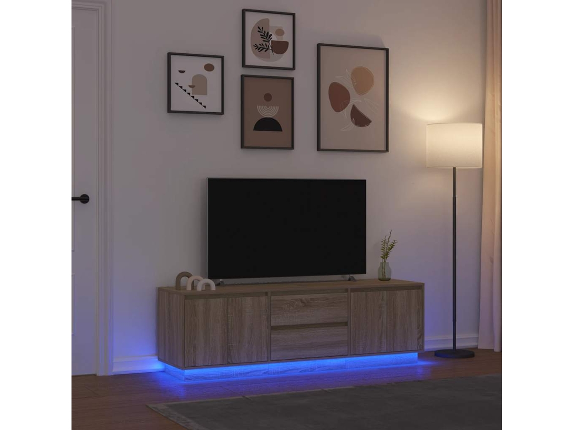 Mueble De Tv Con Luces Led 160,5x41x50 Cm Roble Sonoma