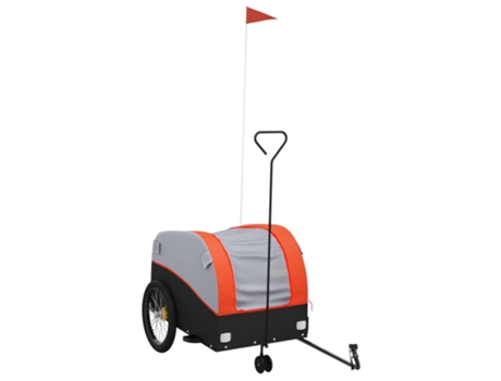 Remolque VIDAXL para bicicleta hierro negro y naranja 45 kg