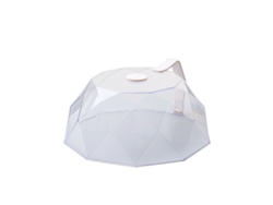 Tapa Geométrica Antisalpicaduras Para Microondas Con Orificio De Ventilación Para Vapor Y Asa Blanca.