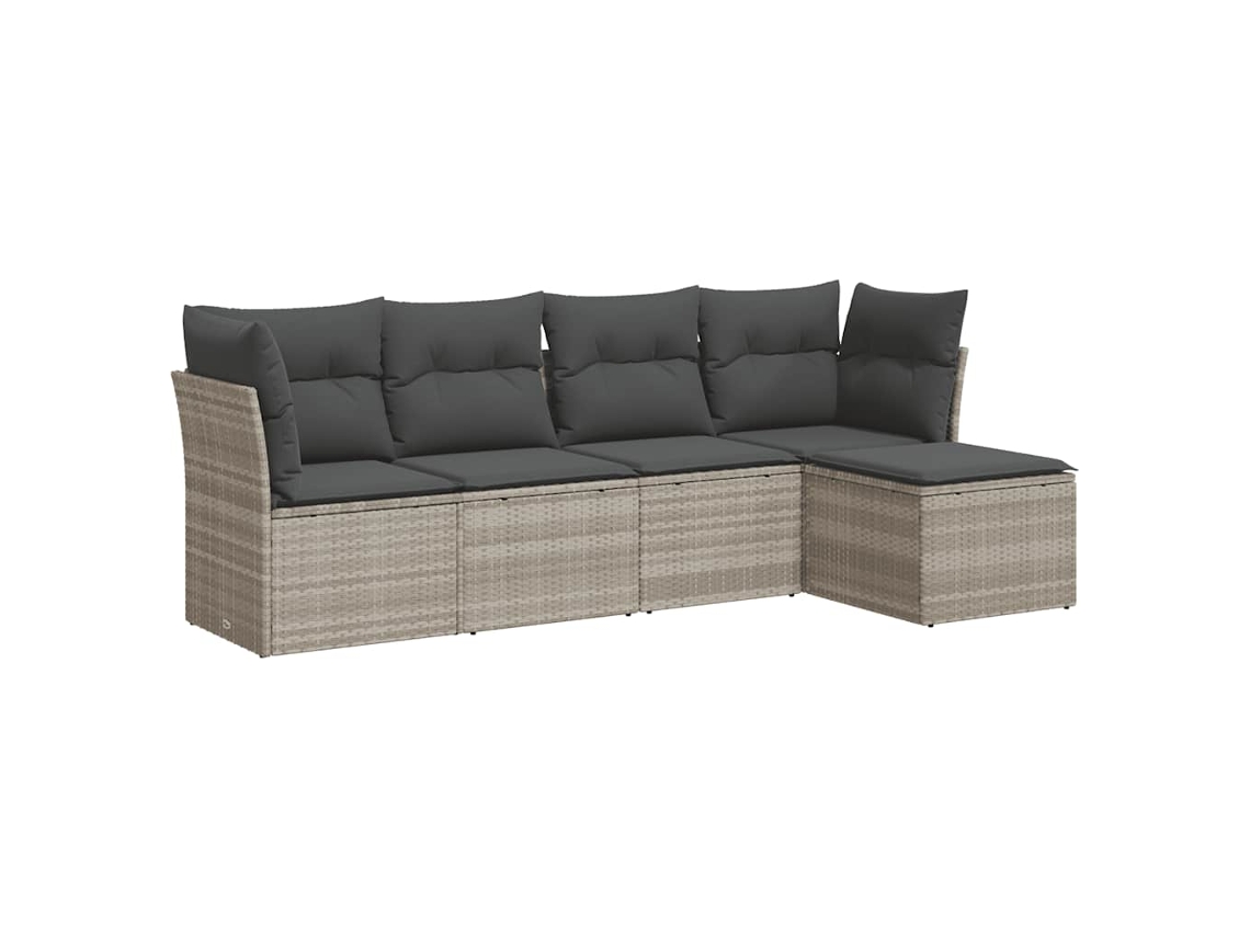 Maison Exclusive - Set De Sofás Jardín Y Cojines 5 Pzas Ratán Sintético Gris Claro