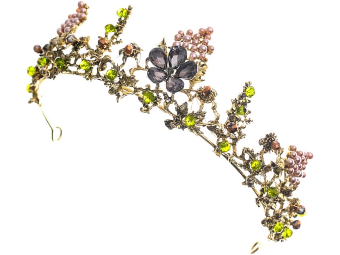 Cuelloronne De Mariée Verte En Strass, Serrage