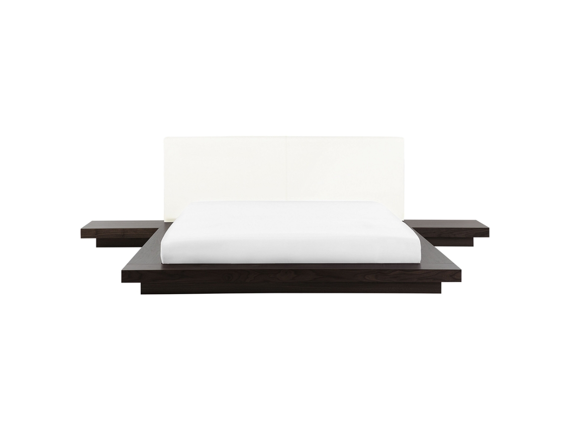 Cama con somier BELIANI Zen de MDF Madera oscura 308x229x86