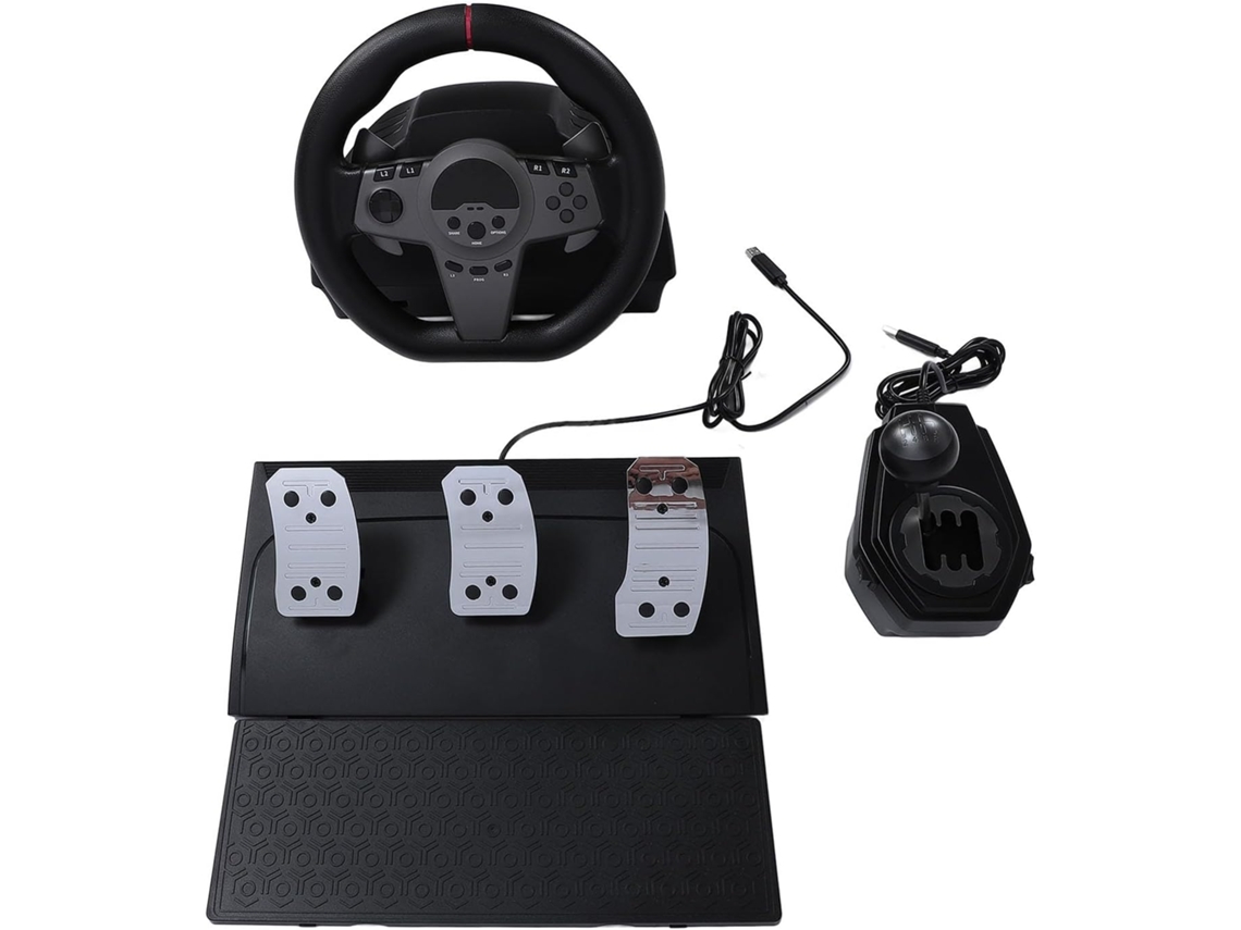 Volante Para Juegos Con Pedales, Cambio De Marchas Y Retroalimentación Led Dinámica: Volante De Carreras De 270 Grados Para Pc