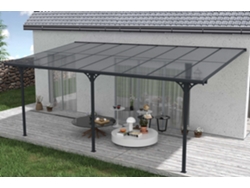 Cazeboo Pérgola Cubierta para Terraza de Aluminio Premium, gris 5,5x3 m KLEO