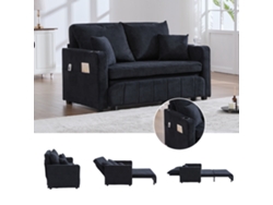 Sofá Cama Chenilla Con Usb Y Portavasos Negro