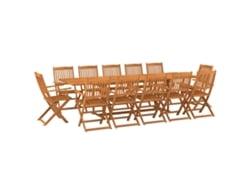 Conjunto 13 comedor de jardín VIDAXL madera maciza acacia (280x90x75cm)