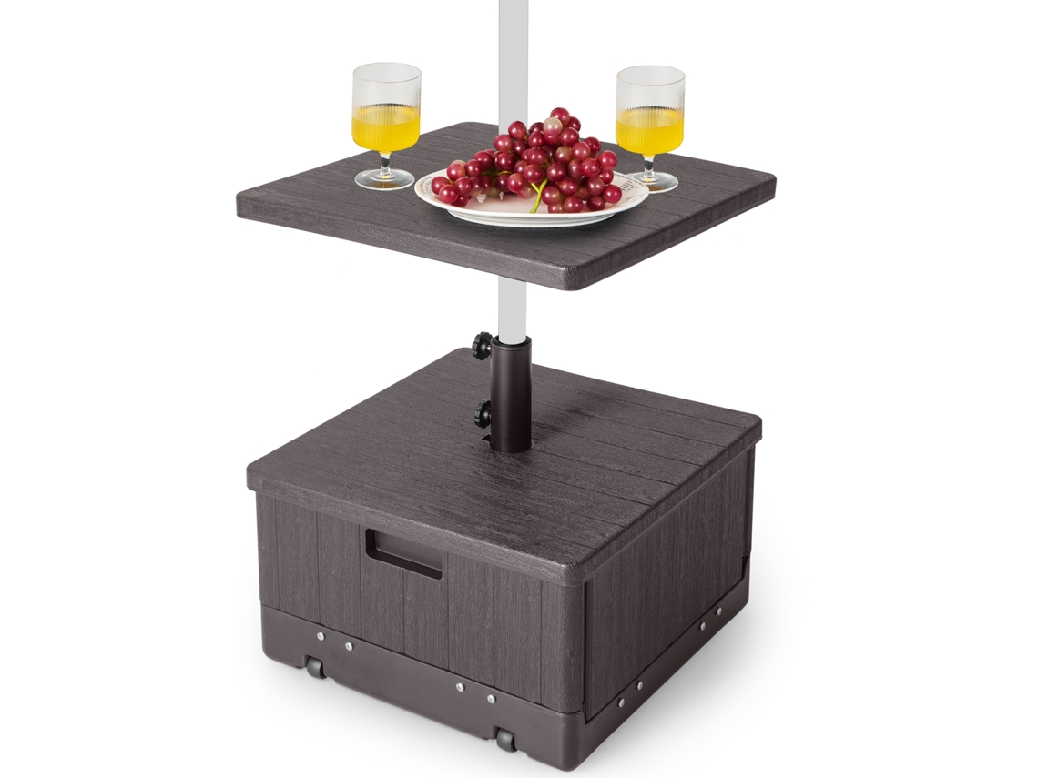 Base Sombrilla Con Ruedas Costway Soporte Para Sombrilla 3 En 1 (10 Kg - Hdpe - Marrón)