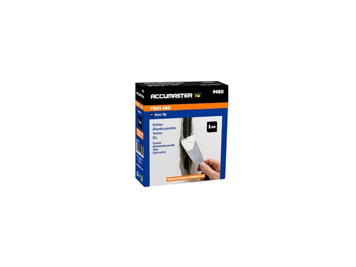 Yeso de 1 kg de fraguado rápido, fácil aplicación, ideal para reparaciones interiores Accumaster