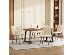 Conjunto Comedor 5 Piezas 117x68 Cm - Mesa Nogal Y 4 Sillas Terciopelo Beige