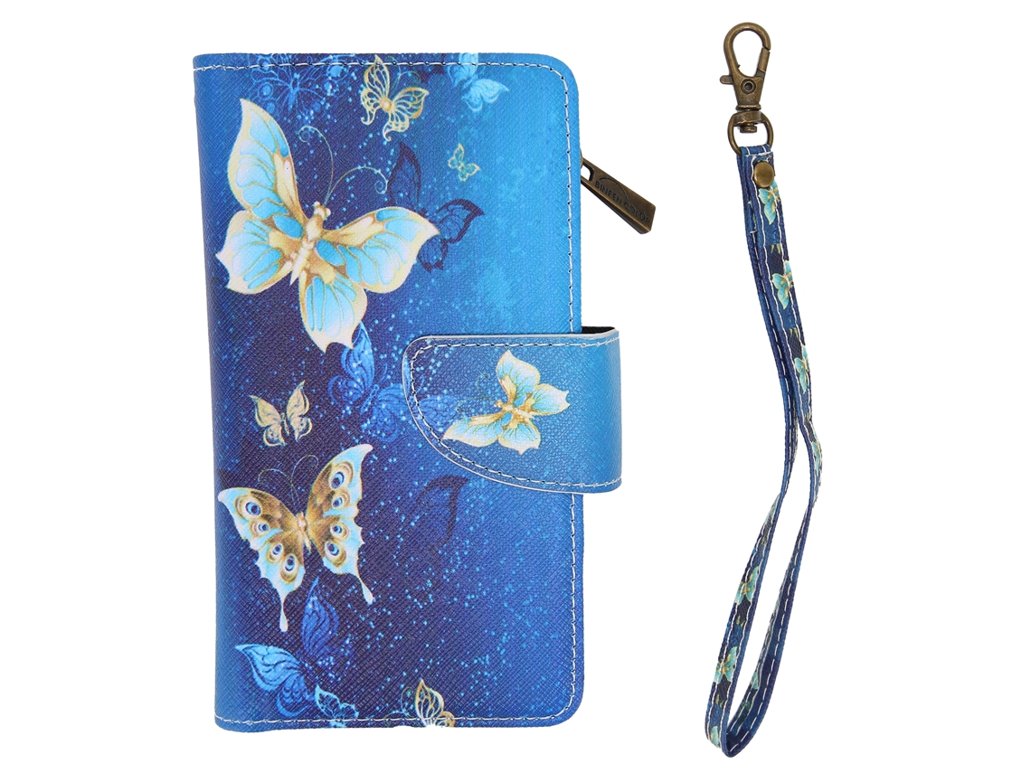 Bolsa Con Cremallera Pintada Para Teléfono Móvil Con Correa Para Muñeca Para Iphone 12 Promariposa Dorada