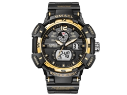 Smartwatch Male Smael Fashion 50 M Punteros luminosos impermeables Cuarzo digital Multifuncional Ouro Preto