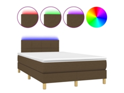 Maison Exclusive - Cama Box Spring Con Colchón Y Led Tela Marrón Oscuro 120x190 Cm