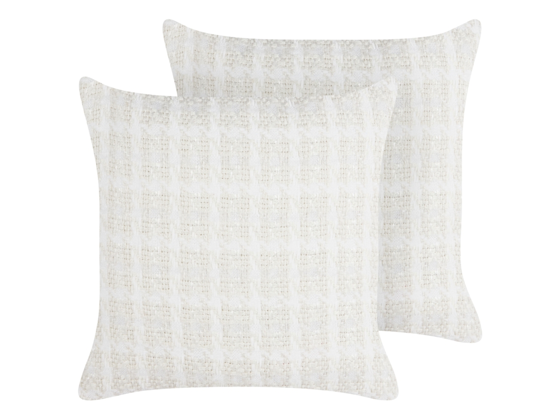 Juego de cojines decorativos BELIANI Douris de Poliéster Beige 45x45x12